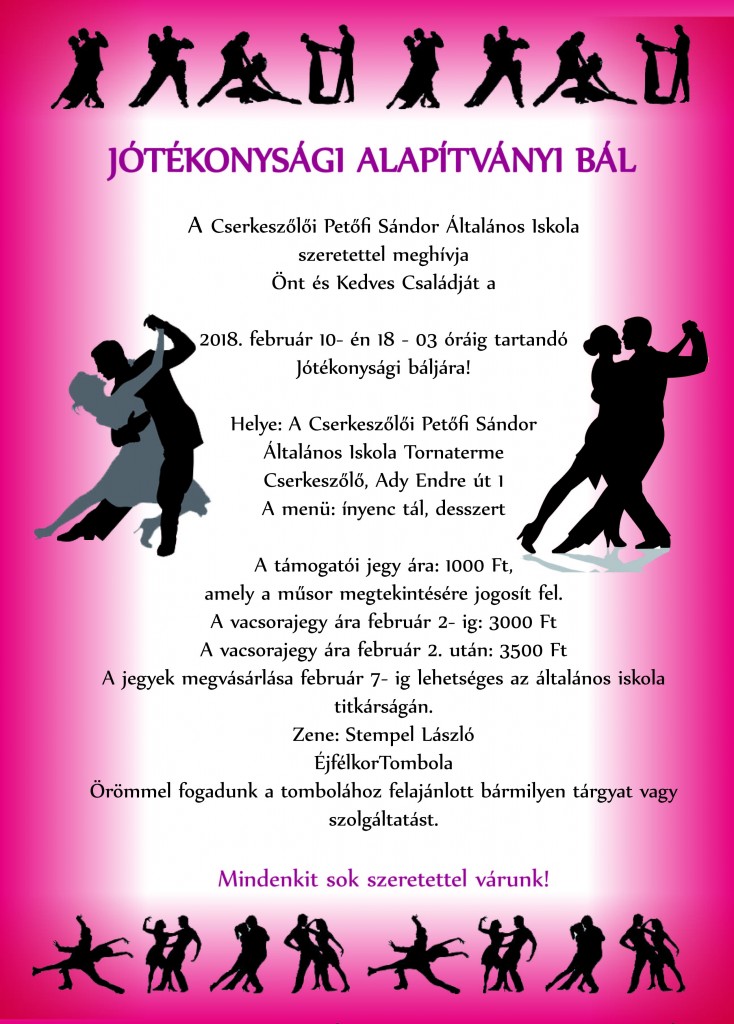 Jótékonysági alapítványi bál 2018. február 10